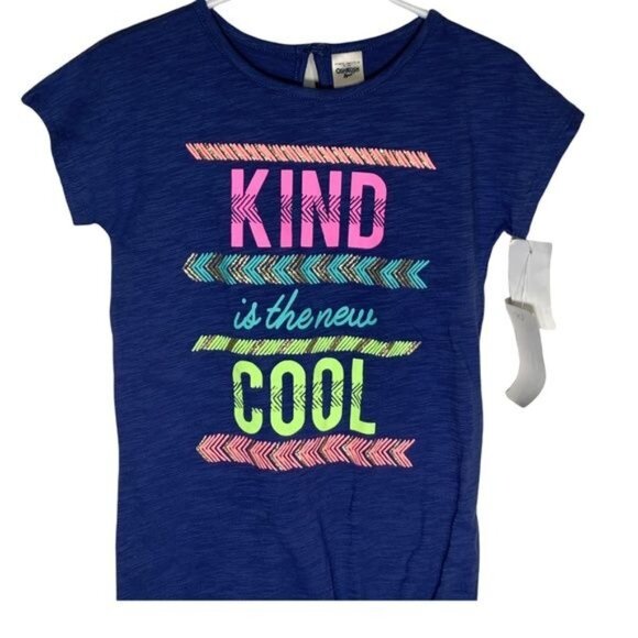 OshKosh Bgosh Girls 4 5 Blue Graphic Tee Kind Is New Cool Short Sleeve T Shirt - Picture 2 of 11